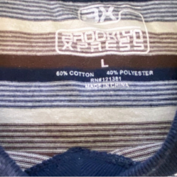 Brooklyn Express Men's Blue and Gray Short Sleeve Tee with Stripes, Size L - Picture 4 of 4